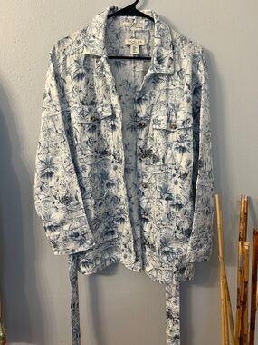 Rachel Zoe White and Blue Toile Utility Jacket